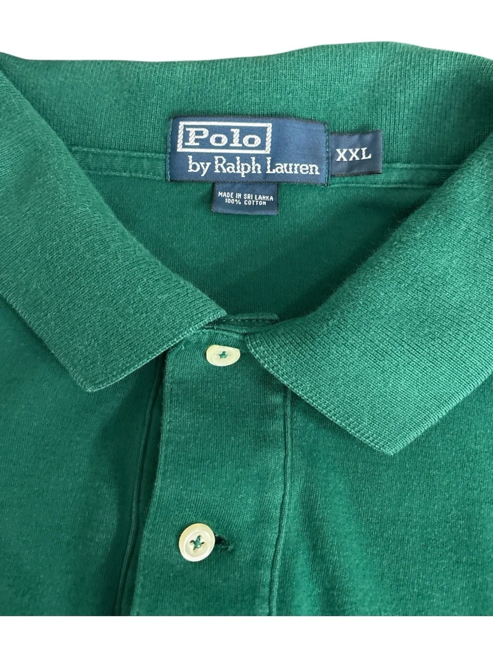 Ralph Lauren Polo Shirt Men 2XL GREEN Cotton Golf Stretch 2-button‎ preppy LOGO